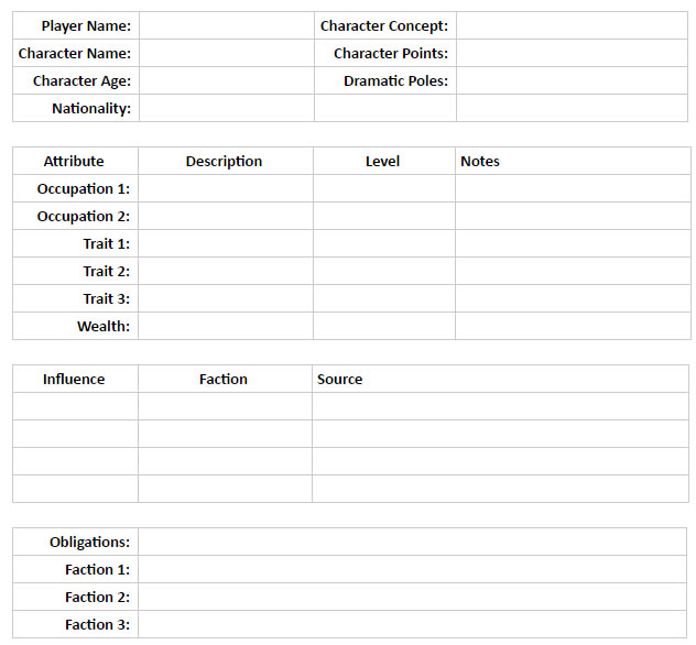 Blank Character Sheet